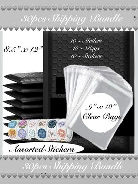 30pcs Shipping Bundle
⭐️10 - Bubble Mailers
⭐️10- TY-Sticker
⭐️10- Clear Bags